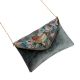 Grey Beaded Cotton Bird Design Sling Bag For Women 